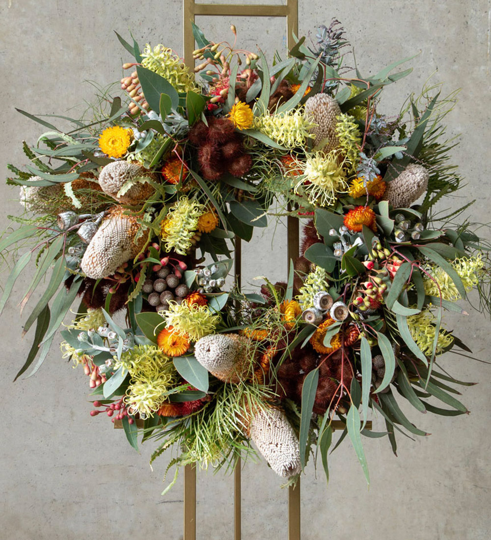 Native Flower Wreath for Bereavement and Funerals Melbourne